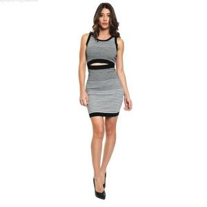 Guess Sleeveless Viviane Ombre Ottoman mini Dress, Jet Black/Multi striped
